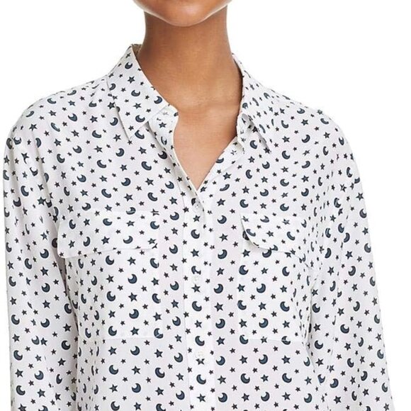 Equipment White Silk Button Down with Stars and Moons - Size Small - Picture 1 of 6